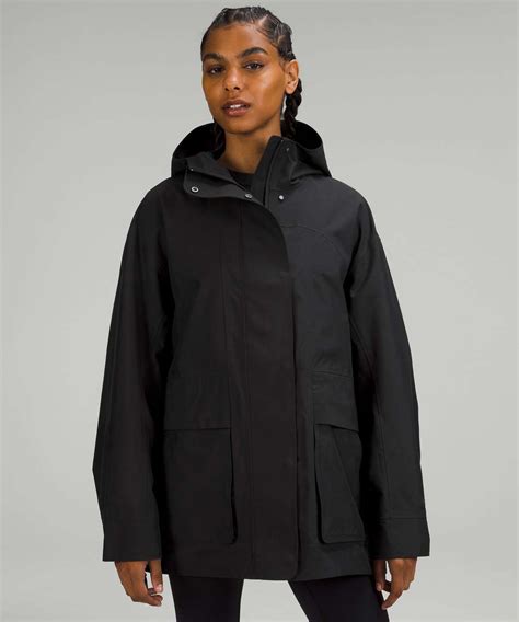 Lululemon Oversized Hooded Rain Jacket - Black - lulu fanatics