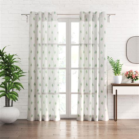 Buy Chanderi Set of 2 Embroidered Sheer Door Curtains from Home Centre ...
