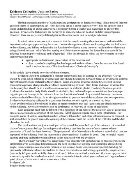 Image result for Evidence Collection Instruction