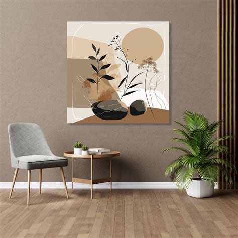 An abstract Canvas Art with beige, Brown, Black an white colours – CRAFTICO