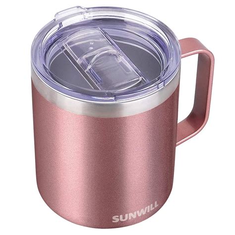 SUNWILL Coffee Mug with Handle, 14oz Insulated Stainless Steel Coffee ...