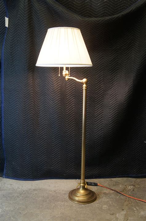 2 Ralph Lauren Antique Brass Sargent Swing Arm Floor Lamps Reading ...