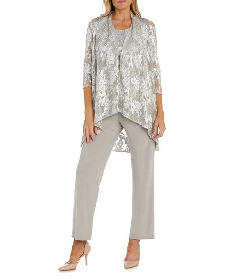 R & M Richards Petite Size 3/4 Sleeve Round Neck 3-Piece Pant Set ...