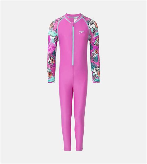 Buy Speedo Girl's Endura Brite Block Printed All In One Full Body Suit ...