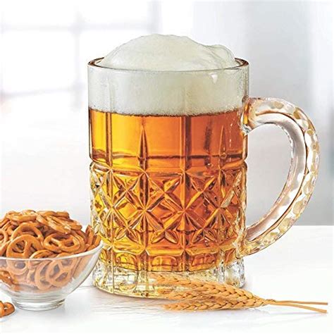 Buy MILLENA GROW - Crystal Beer Glass Mug Diamond Cut Star Beer Mug ...