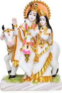 VIVARS CRAFT Handcrafted Marble Radha Krishna with Cow Idol Statue ...