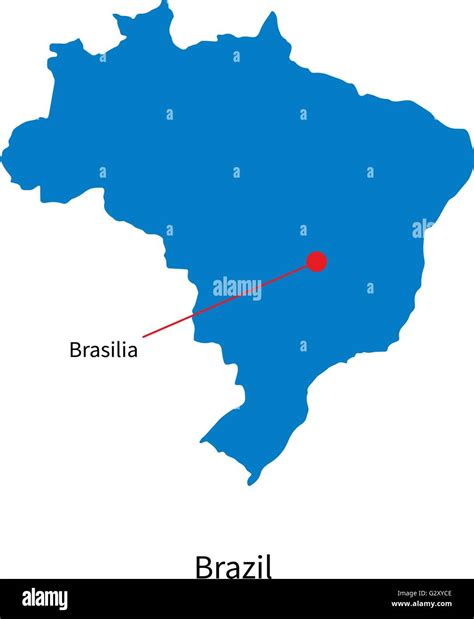 Detailed vector map of Brazil and capital city Brasilia Stock Vector Image & Art - Alamy