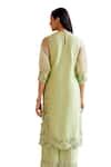Buy Green Chanderi Beads, Embroidery Round Neck Floral Cutwork Kurta ...