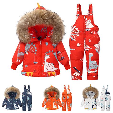 guisaled Toddler Snow Suit Two Piece Snow Bib Pant and Puffer Jacket ...
