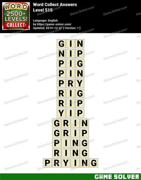 Word Collect Level 515 Answers • Game Solver