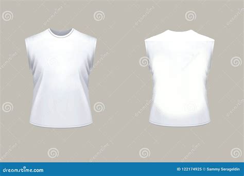Blank White Sleeveless Shirt Mock Up Template Stock Illustration ...