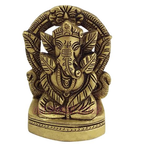 Divine Ganpati Golden Brass Idol for Worship Purchase now in USA