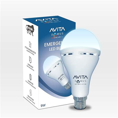 AVITA Domus 9W Emergency Led Bulb, Up To 4 Hrs Power Back Up, Over ...