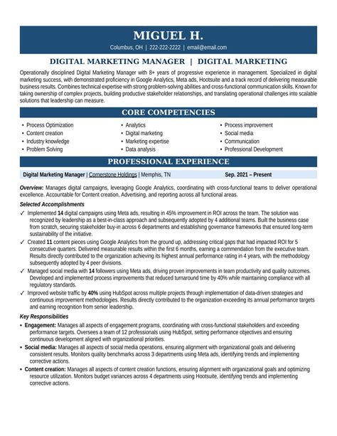 Digital Marketing Manager Resume Sample (2026)