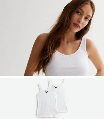 2 Pack White Jersey Vests | New Look
