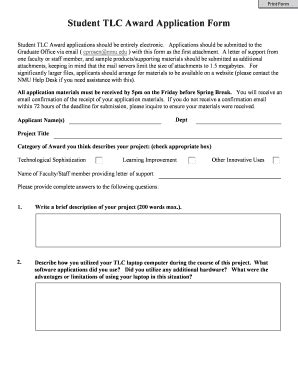 Fillable Online nmu Student TLC Award Application Form - nmu Fax Email ...