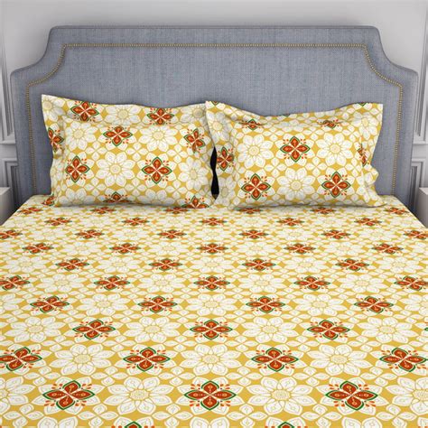 Buy SPACES Adore Cotton 105TC Floral Print 3Pcs Queen Bedsheet from ...