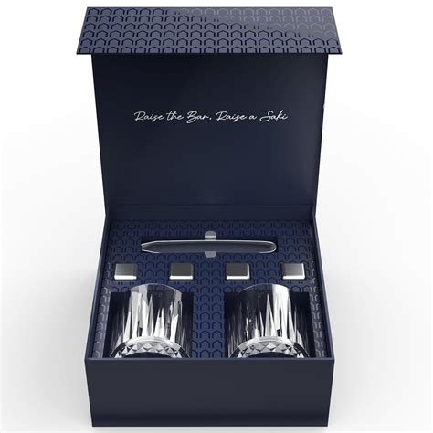 Buy SAKI Whiskey Glasses & Stones Gift Set | Set of 2 Whiskey Glasses ...