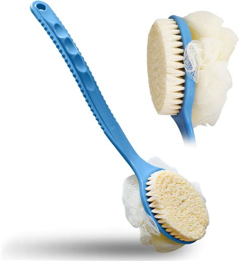 Amazon.com : 2in1 Shower Brush with Loofah - Long Handle Back Scrubber ...