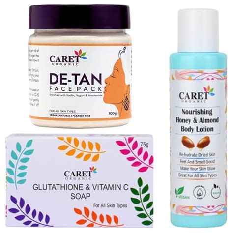 Caret Organic Detan Facepack And Glutathione & Vitamin C soap & Honey ...