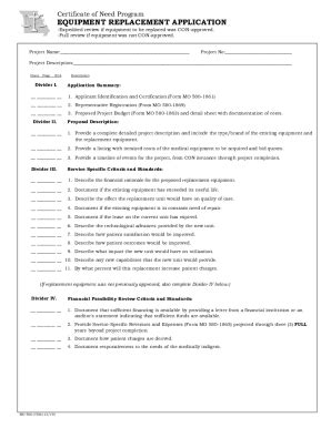 Fillable Online health mo EQUIPMENT REPLACEMENT APPLICATION Fax Email ...