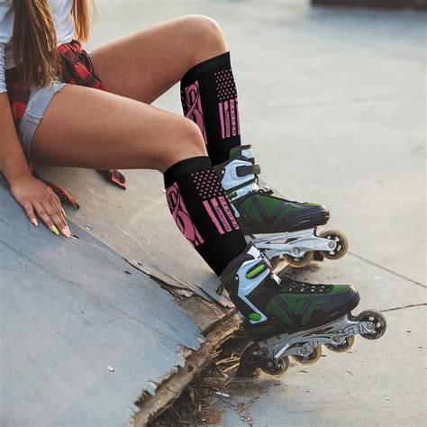 Buy Awareness Ribbon with American Flag Knee High Socks Cute Over The ...