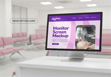 Monitor screen mockup in a clinic setting | Premium PSD