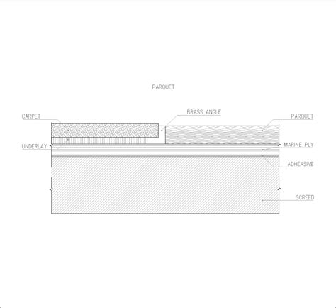 Raised floor connection with a partition wall DWG CAD Detail
