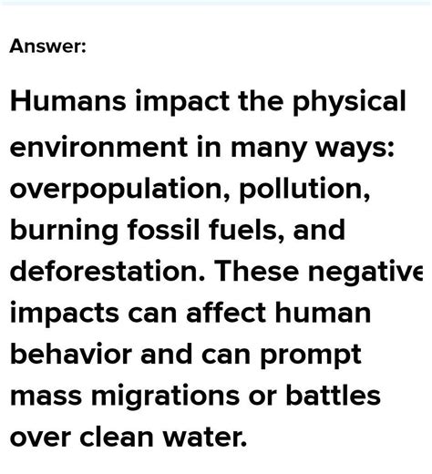 Write a report on how man's intrication in nature as resulted in ...