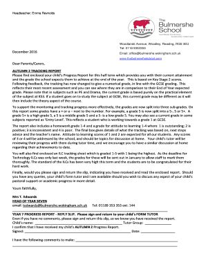 Fillable Online YEAR 7 PROGRESS REPORT - AUTUMN 2 Fax Email Print ...
