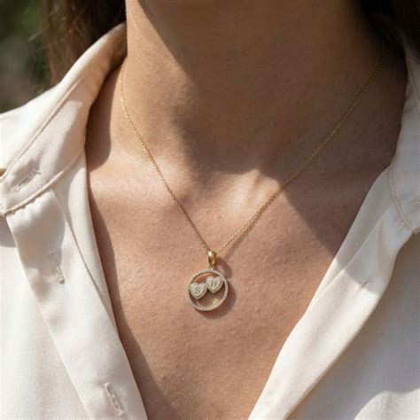 14K Solid Personalized Double Initial Signature Orbit Petite Heart Mon ...