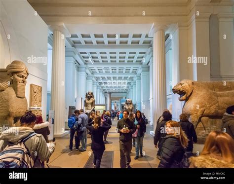 Visitors in the Ancient Egypt Egyptian Sculpture Gallery, British ...
