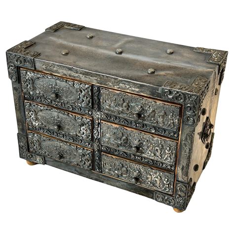 Antique Spanish Embossed Silver Baroque Style Six Drawer Casket Siege ...