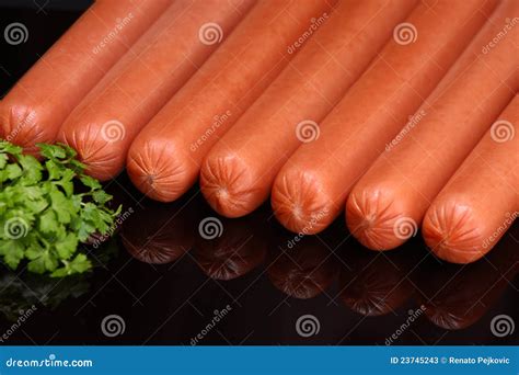 Frankfurter Sausage (raw Hot Dog) Stock Image - Image of parsley ...