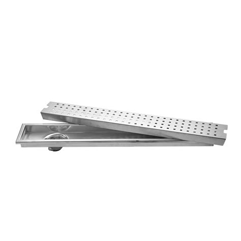 Fossa 24"x4" Inch Shower Ultra Brushed Drain Side Hole Rectangular ...