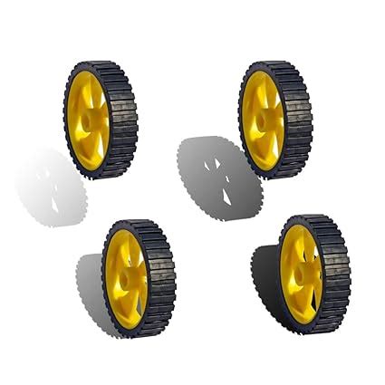 iEI Toy Car Robot Black Rubber Tire Yellow wheel 4512 45mm for DC BO ...