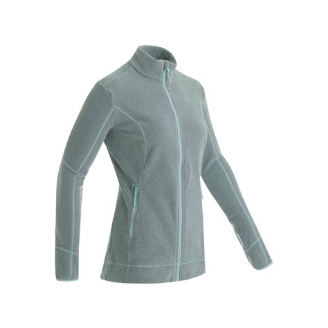 Fleece Women Mint Sweater Full-Zip Fleece For Hiking Mh100 Pale - XS ...