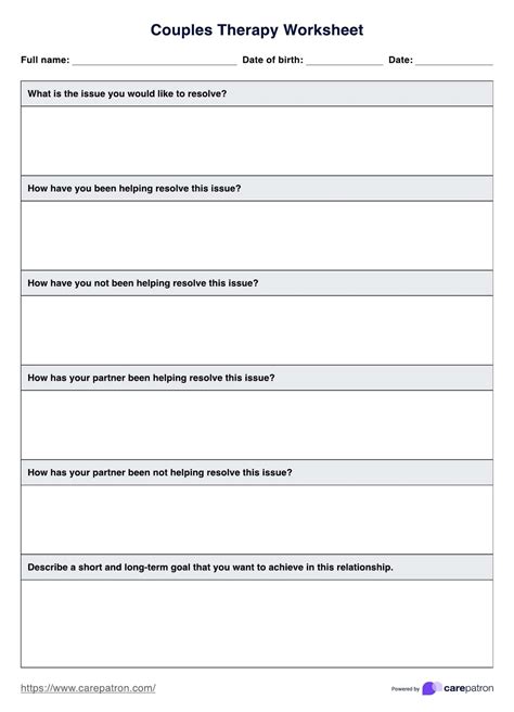 Couples Therapy Worksheets Pdf
