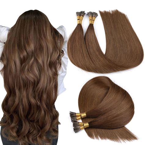 Amazon.com : SURNEL 20 Inch I Tip Human Hair Extensions #4 Dark Brown ...