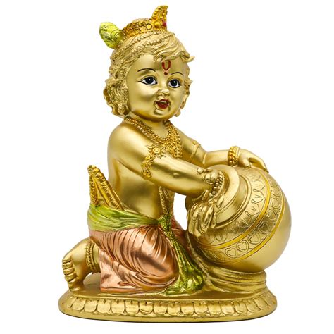 Buy Hindu God Baby Krishna Statue - 7.5" Gold Lord Krishna Idol for ...