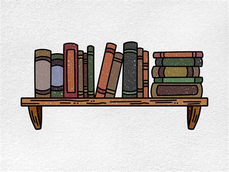 Books On A Shelf Drawing at Katherine Roosa blog