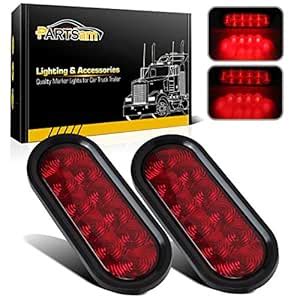 Partsam 2Pcs 6" Inch Oval Red Led Trailer Tail Lights 10 Diodes ...