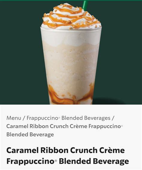 Caramel Ribbon Crunch Creme Frappuccino Menu