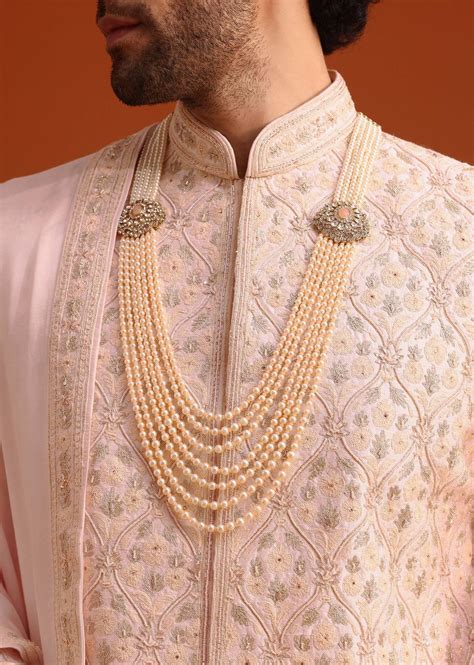 Buy Pink Silk Embroidered Sherwani Set With Dupatta| KALKI Fashion India