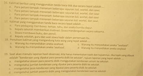 Solved: Kalimat berikut yang menggunakan tanda baca titik dua secara ...