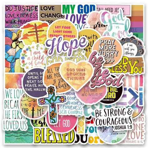 50 Pcs Jesus Christian Stickers, Bible Verse Faith Stickers Vinyl ...