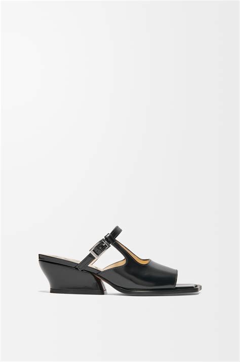 Onda open-toe mule in brushed calfskin Black - LOEWE