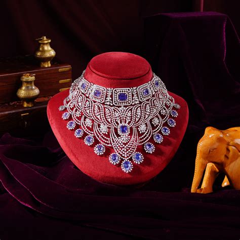 18K Diamond Fancy Choker Necklace – Elegant Luxury Bridal Jewelry ...