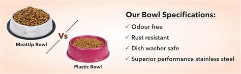 Meat Up Stainless Steel Feeding Bowl For Dog, Medium - 700ml (Buy 1 Get ...