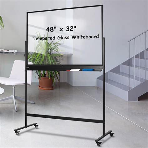 Amazon.com : TSJ-OFFICE Rolling Clear-Glass Whiteboard on Wheels - 48 ...